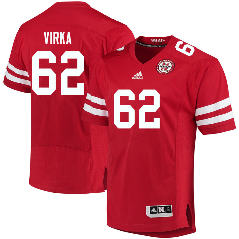 Men #62 Nick Virka Nebraska Cornhuskers College Football Jerseys Sale-Red